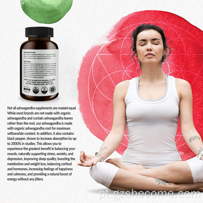 Ashwagandha beneficiam o desempenho atlético Ashwagandha Capsule